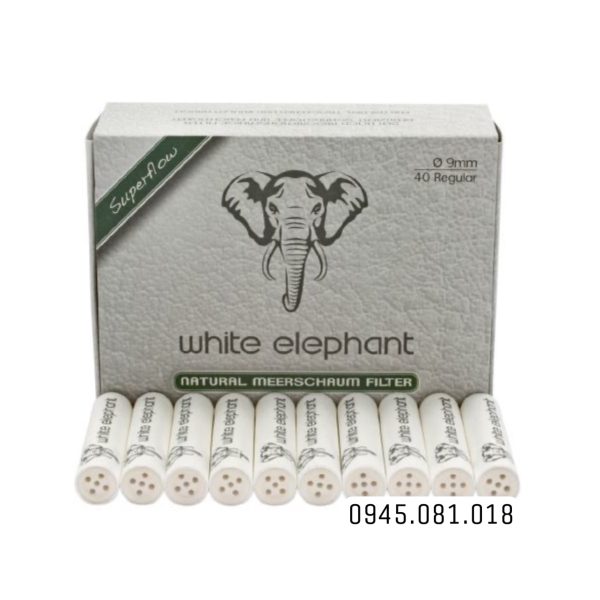 Lọc tẩu Đức 9mm White Elephant - hộp 40 đầu lọc